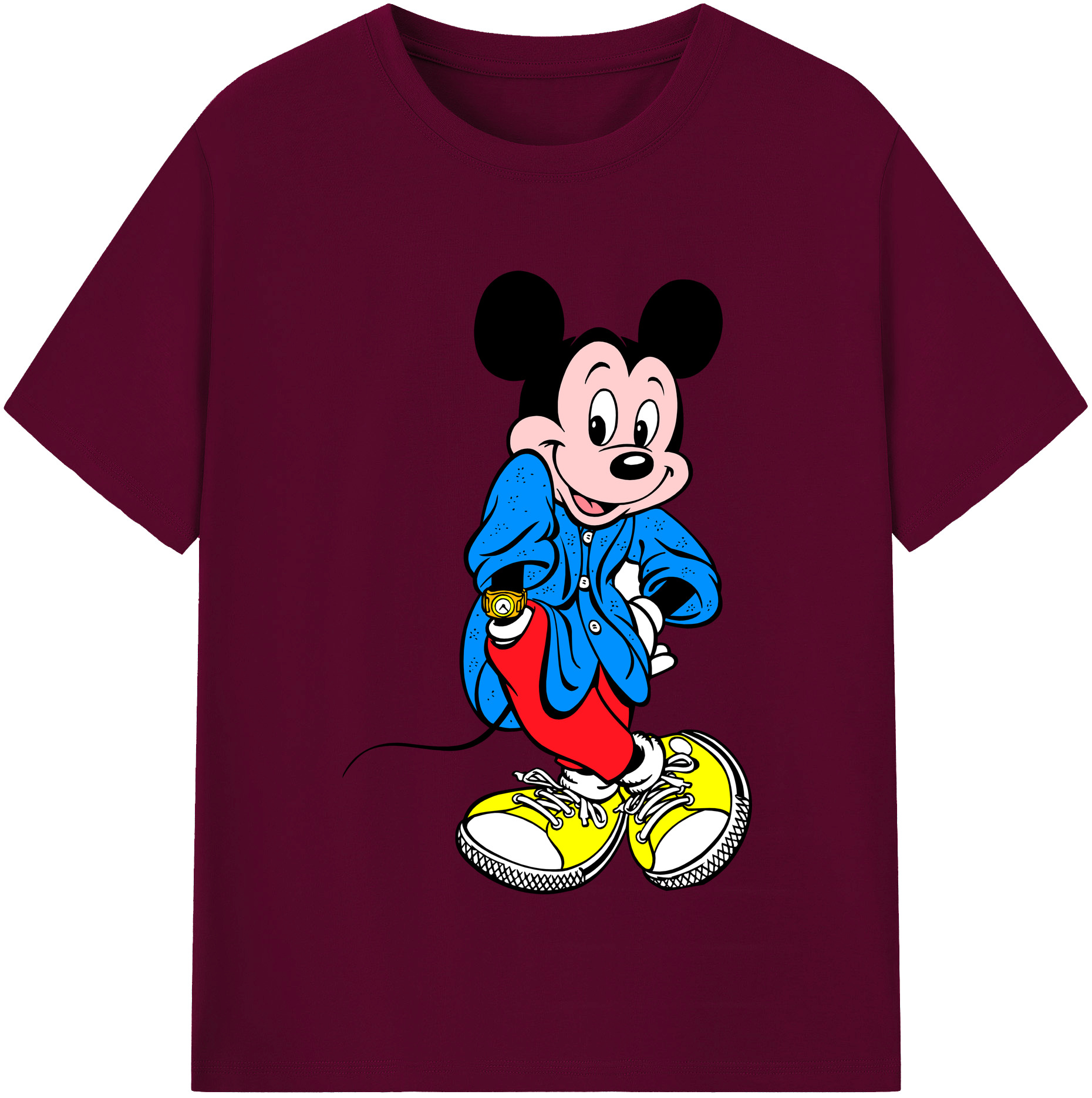 （画像用） ミッキーマウス Mickey Mouse レディースカジュアルプリントTシャツ（綿100％）